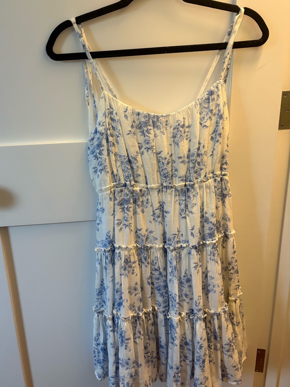 T.J.Maxx White Mini Dress with Blue Floral Print